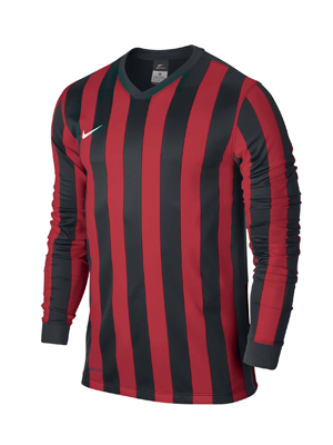 Nike Striped Division Clearance Football Shirt Black/Red LS NI-07 - Football Kit Sale