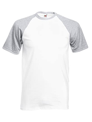 Fruit of the Loom Baseball Tee Clearance T-Shirt - White/Grey