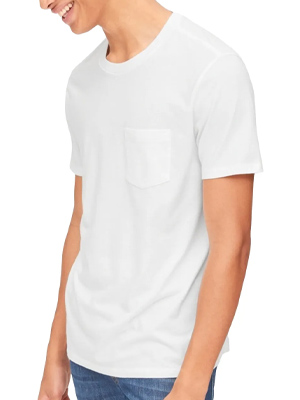 Plain Clearance T-Shirt with Pocket - White